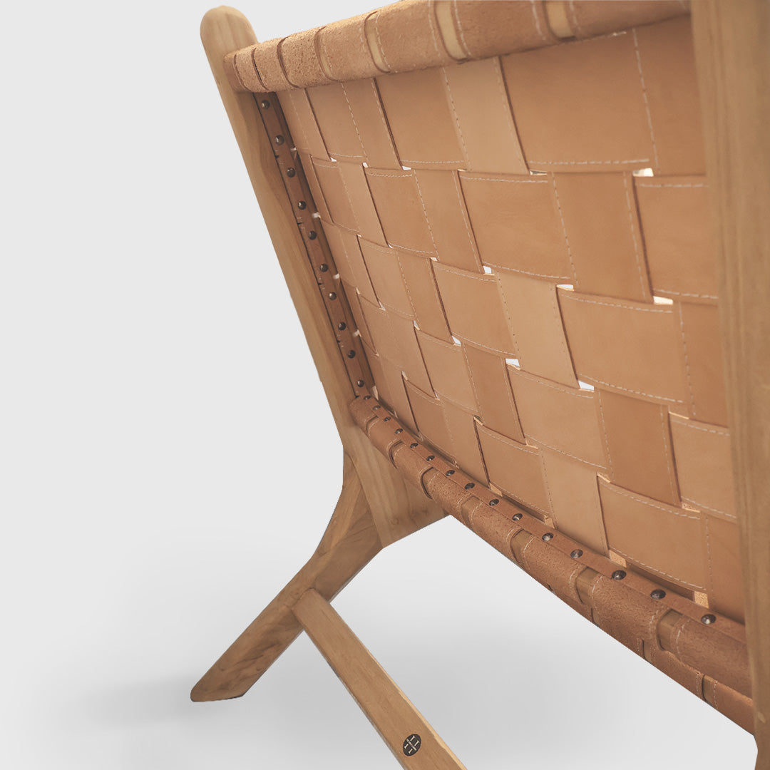 Strap Lounge Chair Light Brown Suede