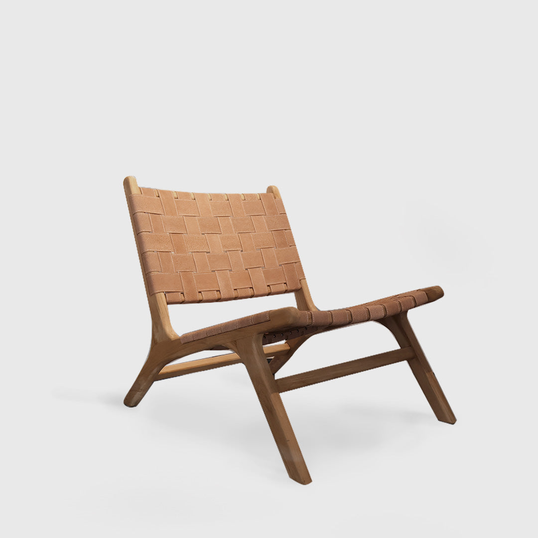 Strap Lounge Chair Light Brown Suede