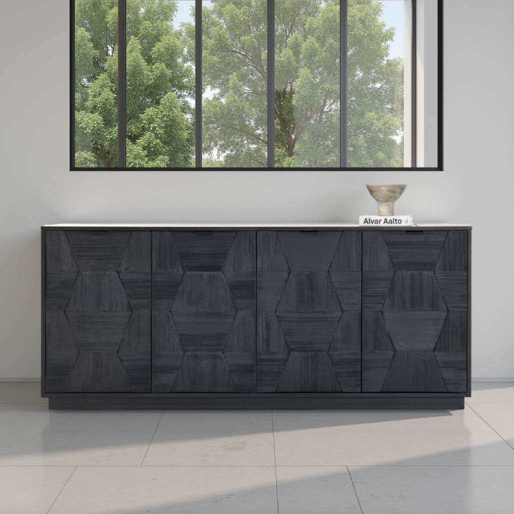 Black Brushed Pine Sideboard