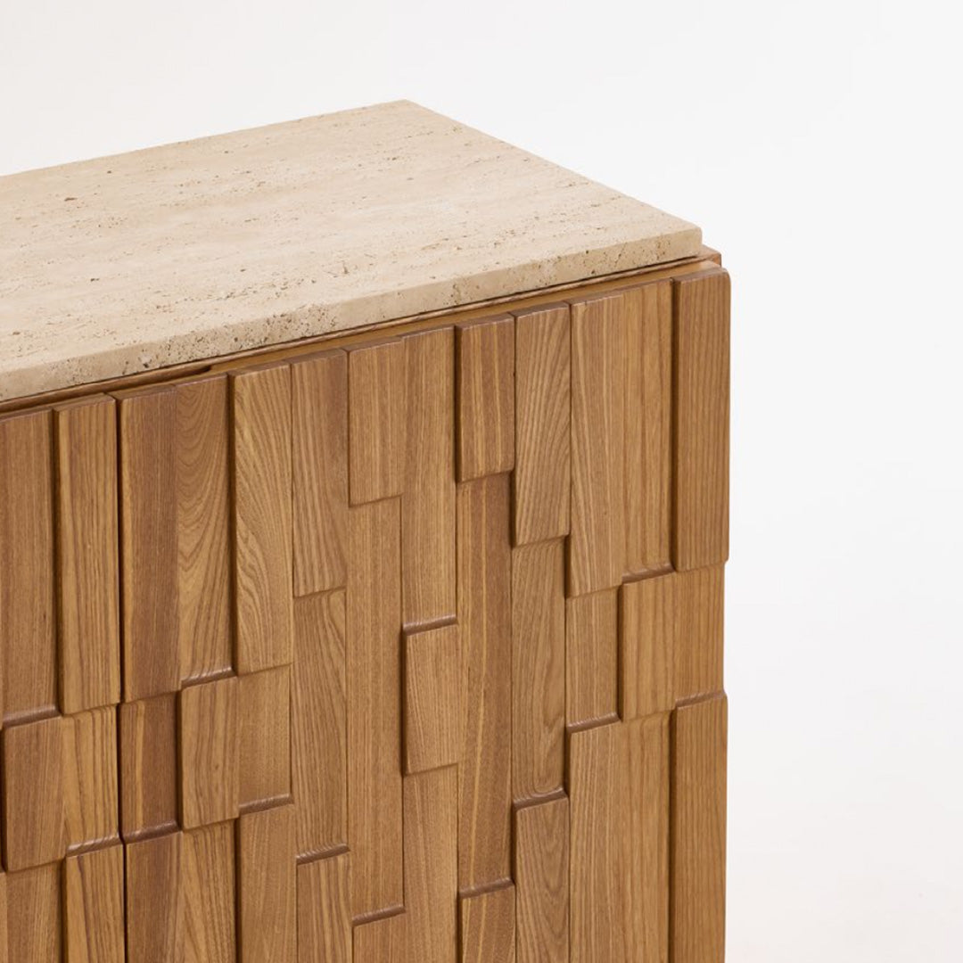 Ridge Carved Wood Cabinet