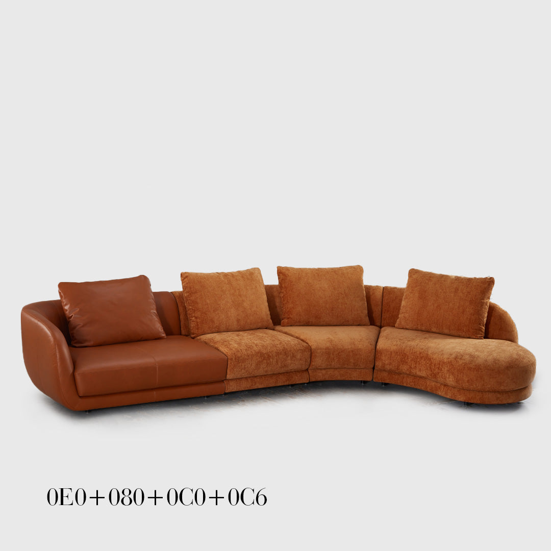 Fabric Leather Curved Cloud Sectional Sofa 