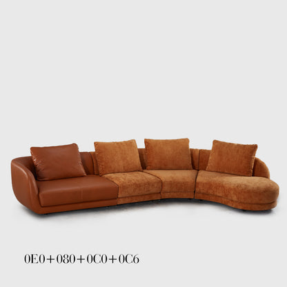 Fabric Leather Curved Cloud Sectional Sofa 