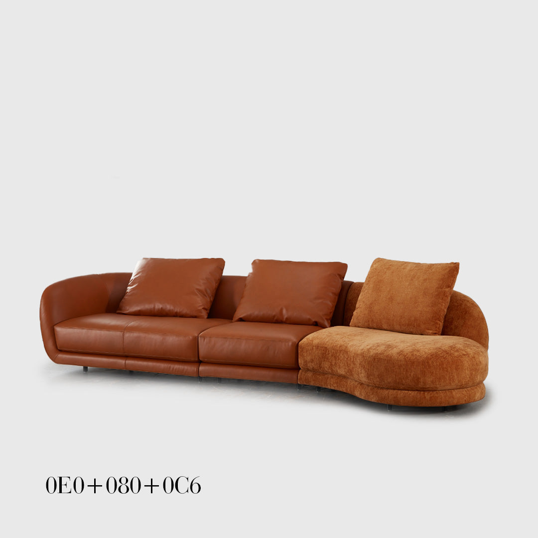 Fabric Leather Curved Cloud Sectional Sofa 