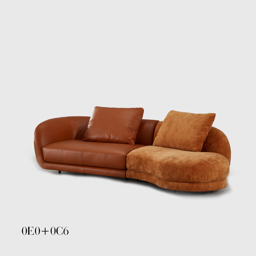 Fabric Leather Curved Cloud Sectional Sofa 