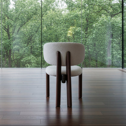 Boucle walnut wooden chair